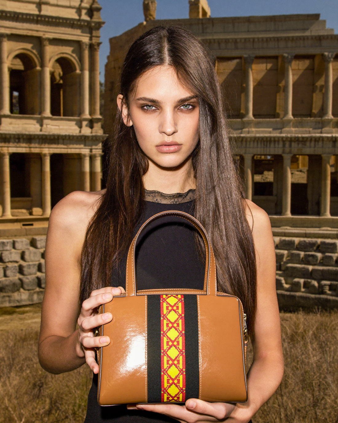 Leather handbag campaign among Roman ruins, Unearthed