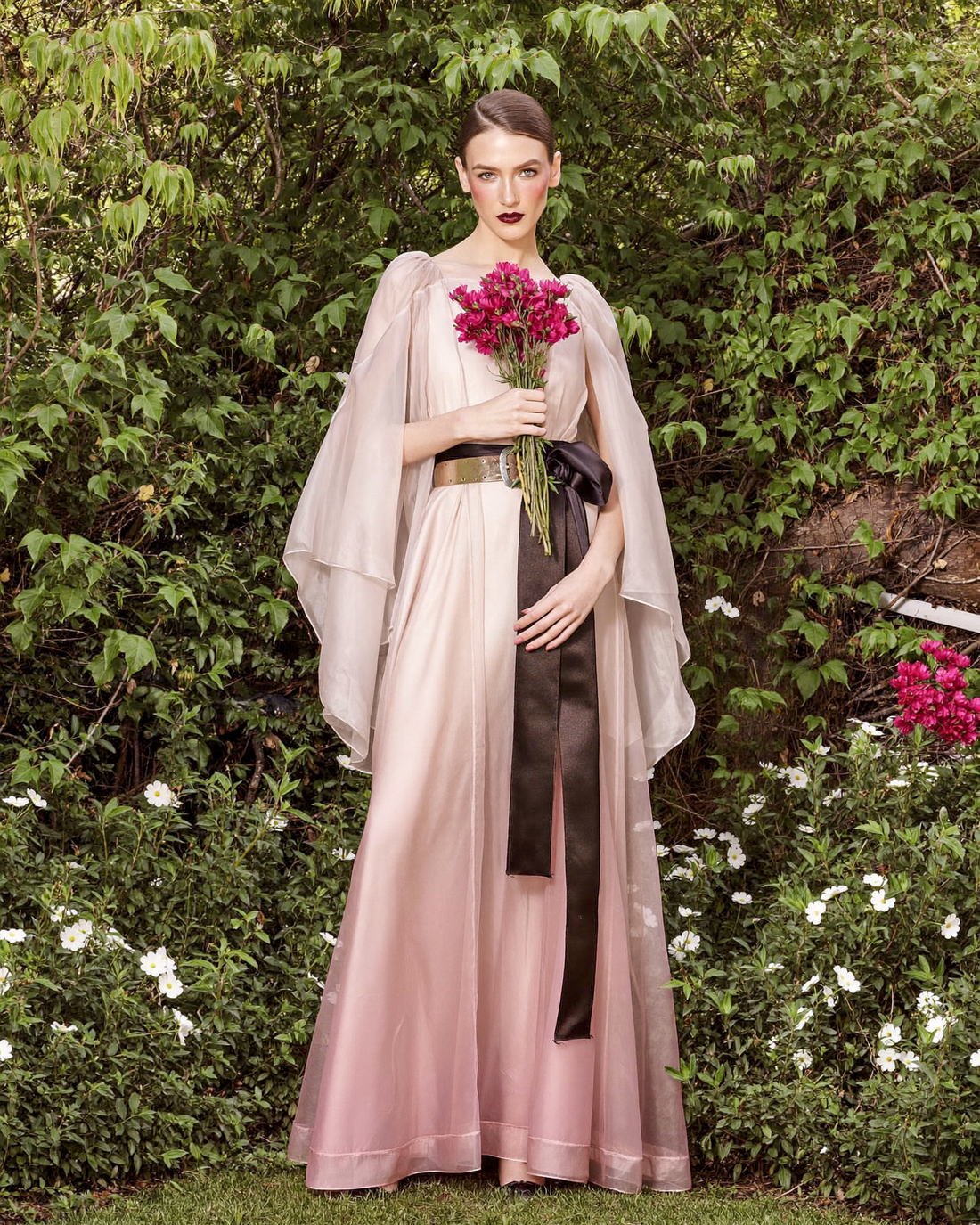 Pale silk gown with flowers, The Artifact Edit