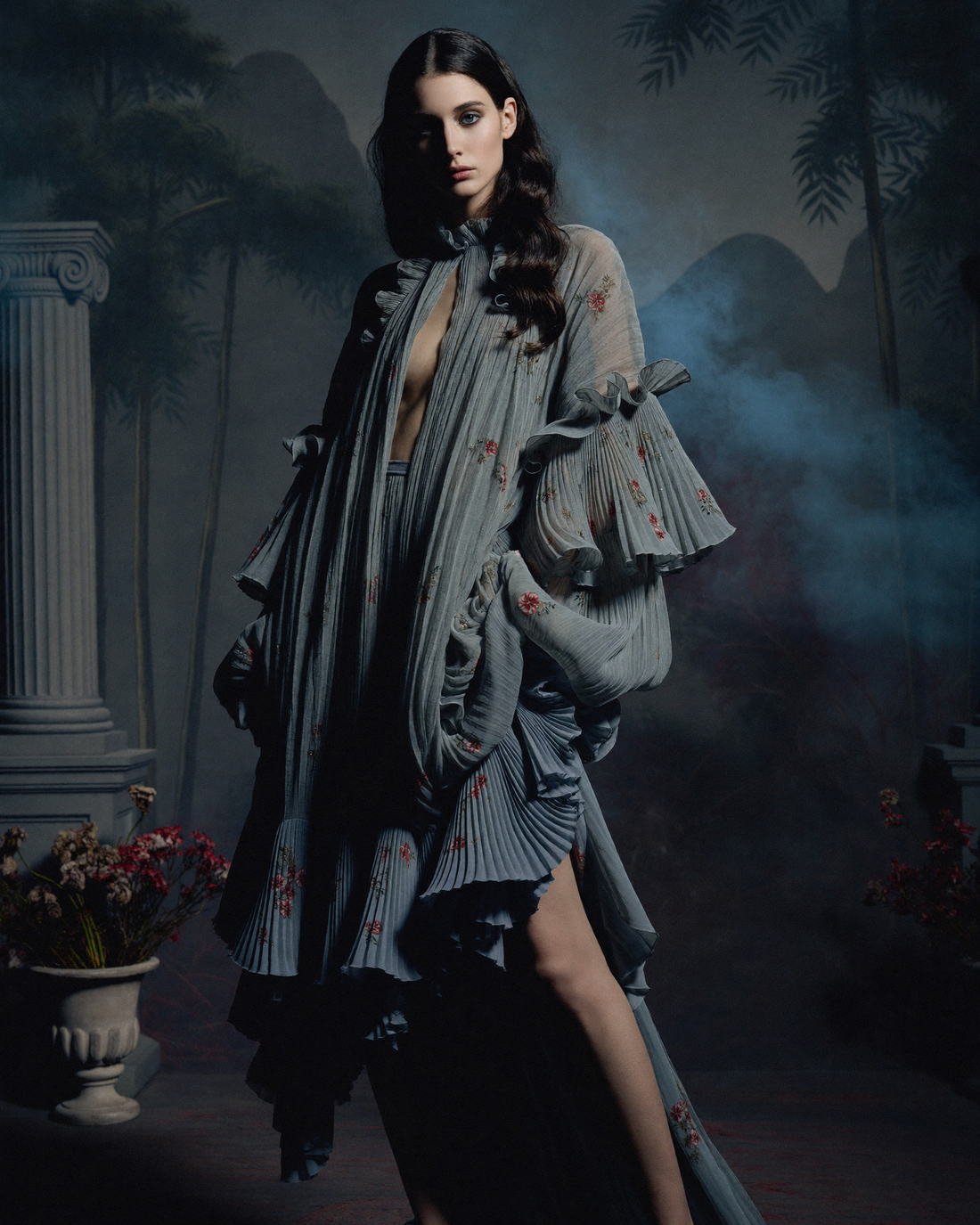 Draped look on a painted studio set, Hanami