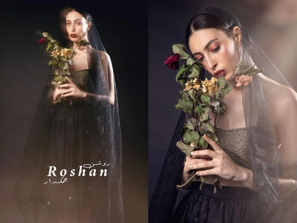Studio fashion photography capturing the intricate details of haute couture.