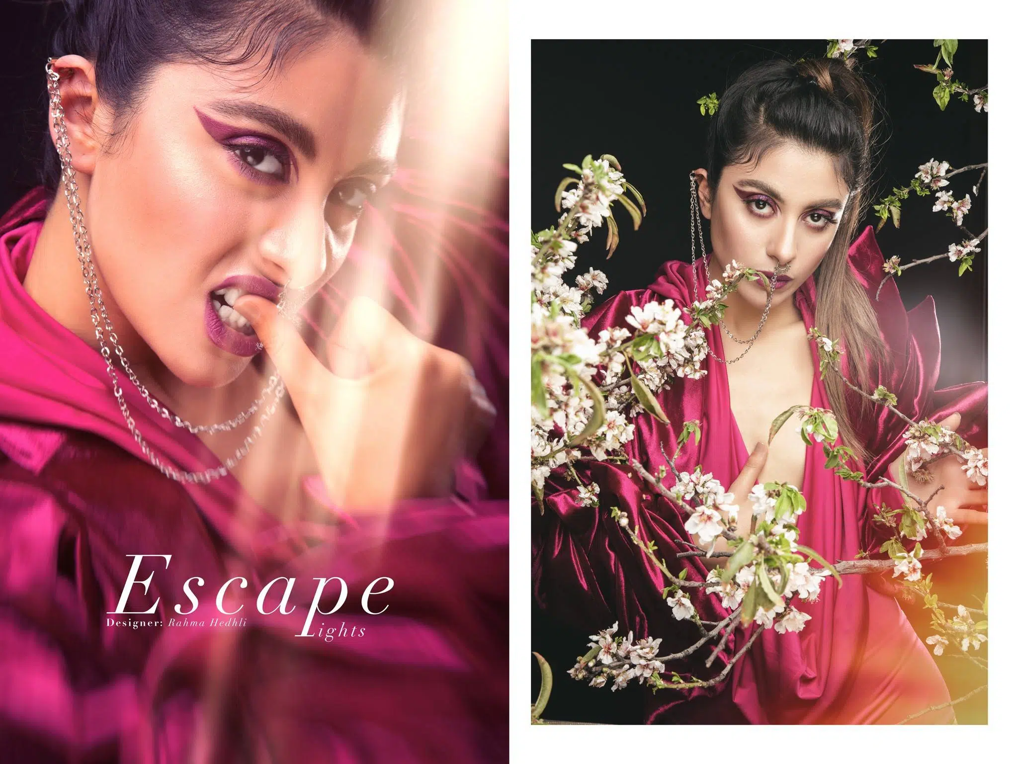 Dynamic runway fashion photography capturing models in designer outfits.
