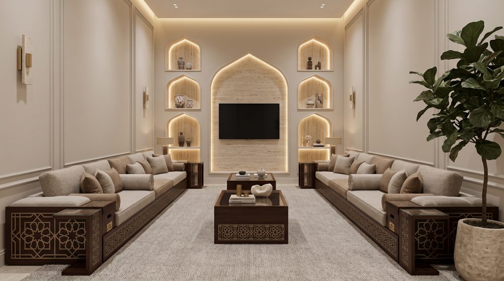 Luxury living room real estate photography Qatar