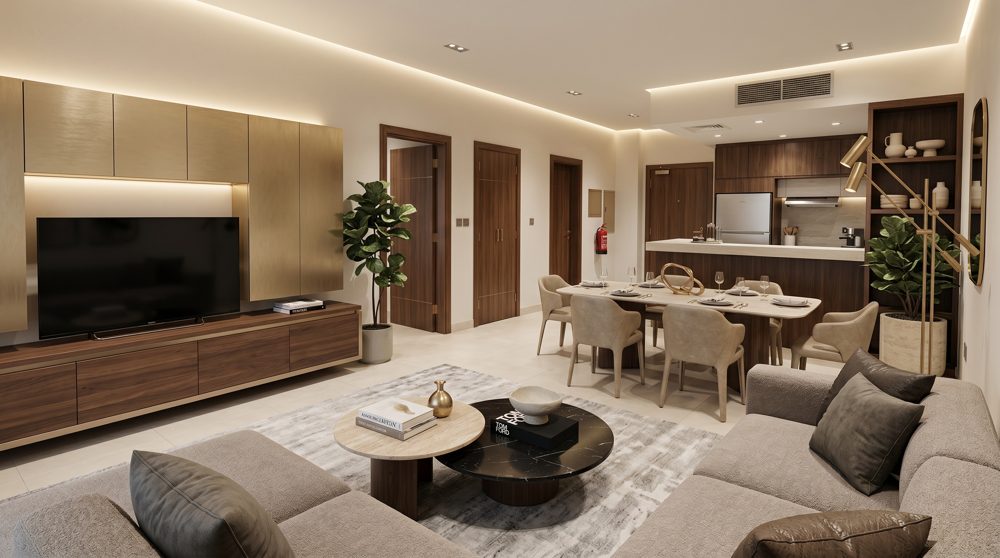 Bright living space property photography Doha