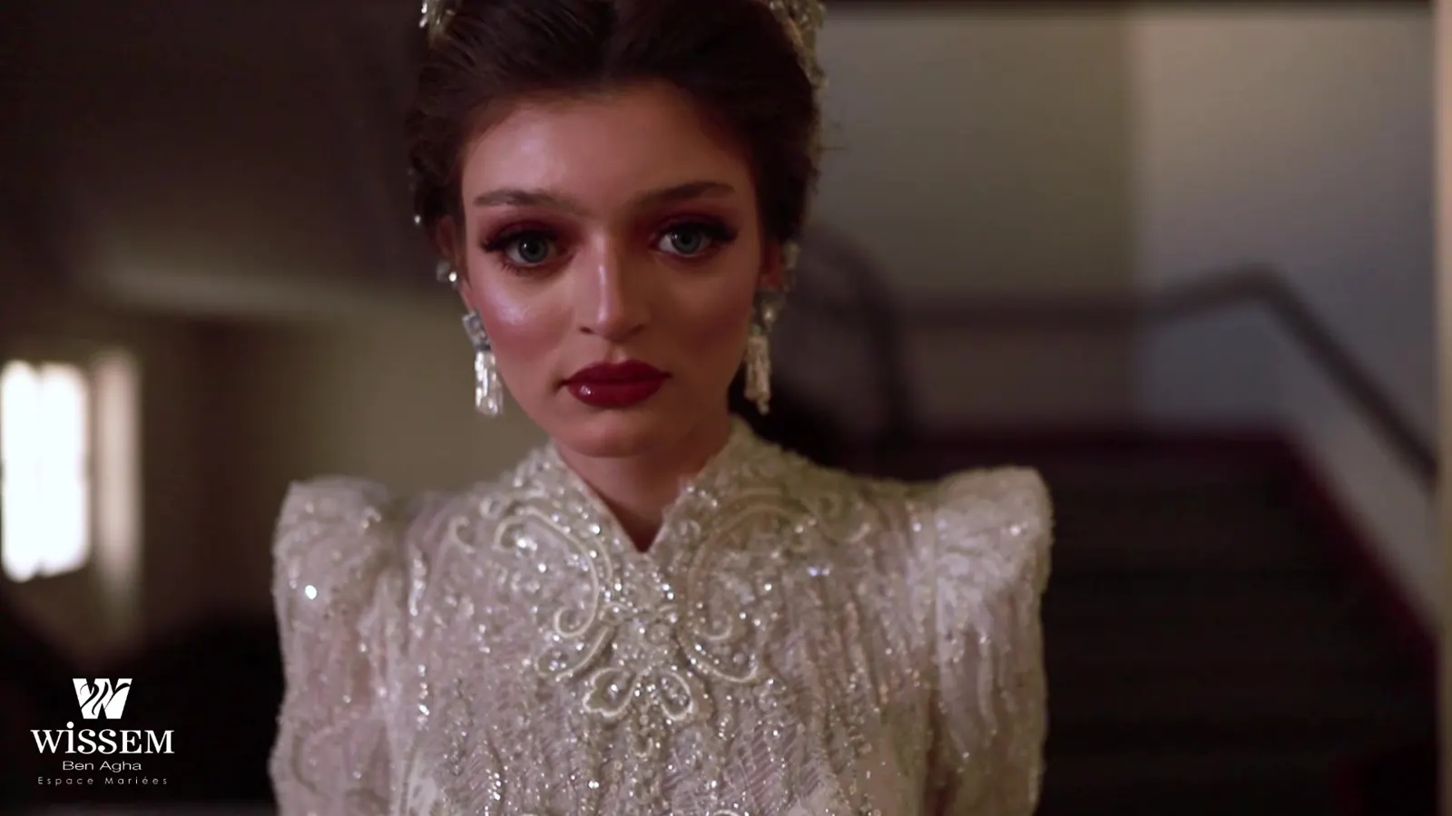 Fashion film still from In a Dream, a bridal couture film by Ghassen Oueslati, the kind of campaign film that sits at the top of videographer prices in Doha